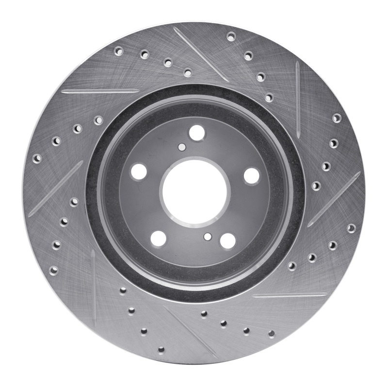 Lexus RX350 Brake Rotor (1) - Front Left - R1 Concepts - Drilled & Slotted - Silver - `04-`09